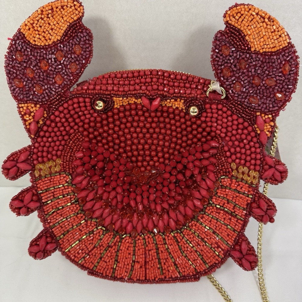 Viral TikTok‎ Red Beaded Crab Crossbody Bag Handmade India Beach Cruise Island